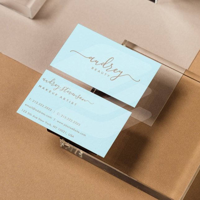 Modern Professional Blue Gold Signature Business Card (Creator Uploaded)
