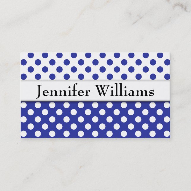 Modern Professional Blue Polka Dot Business Card (Front)