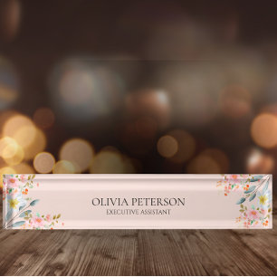Modern Professional  Boho Blooms  Nameplate