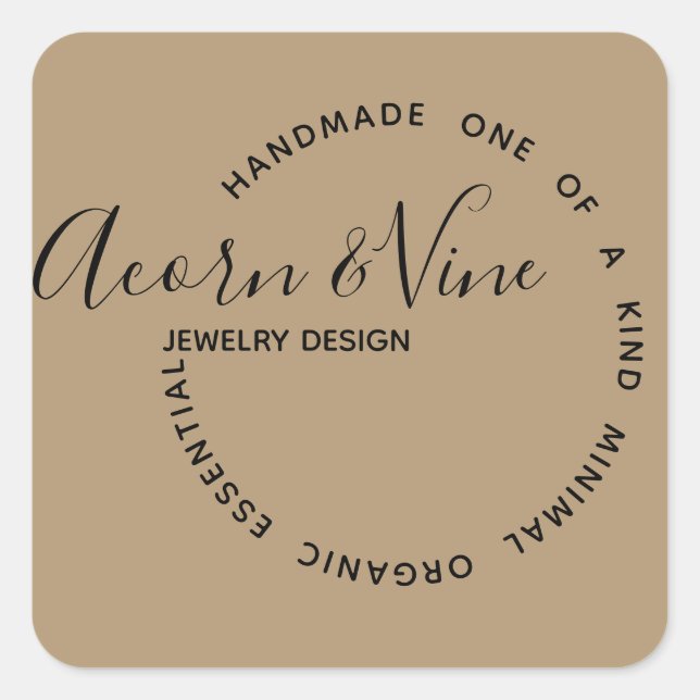 Modern Professional Branding Design | Kraft Colour Square Sticker (Front)