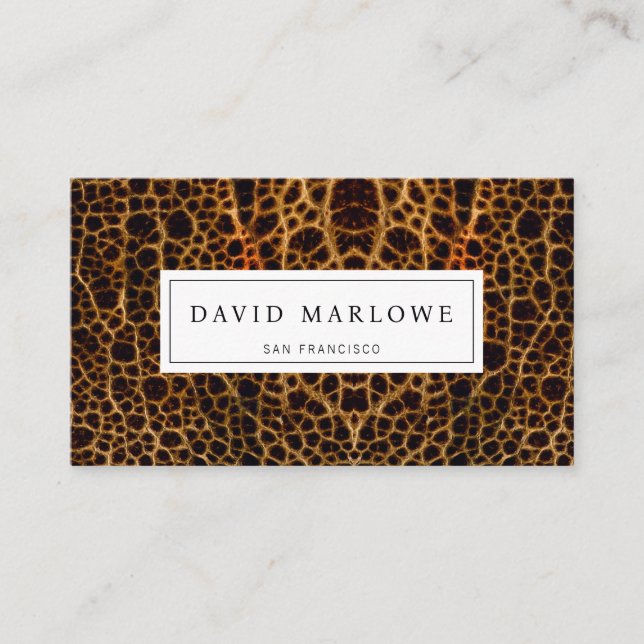 Modern Professional Brown Two Tone Leather Effect Business Card (Front)