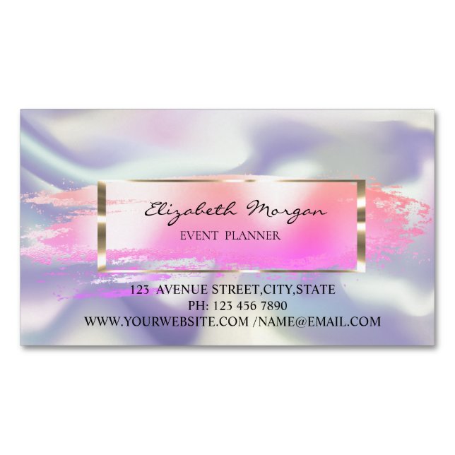 Modern Professional Brush Stroke,Frame Holographic Magnetic Business Card (Front)