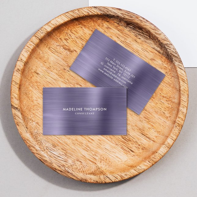 Modern Professional Brushed Metal Midnight Purple Business Card (Creator Uploaded)