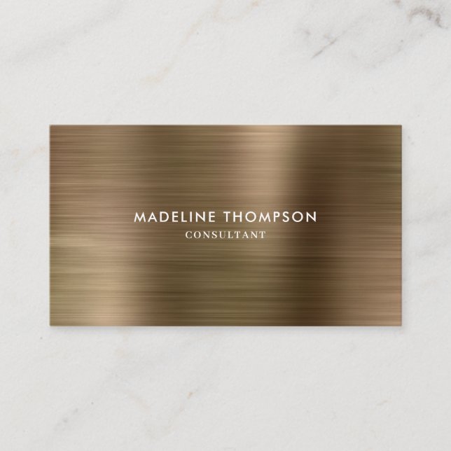 Modern Professional Brushed Metallic Gold Business Card (Front)