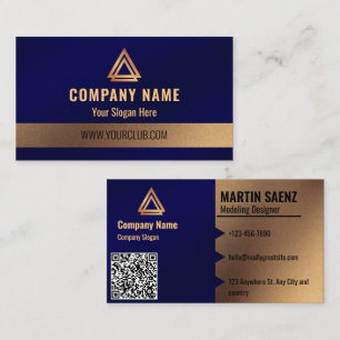 Modern Professional Brushed Metallic Royal Blue  Business Card