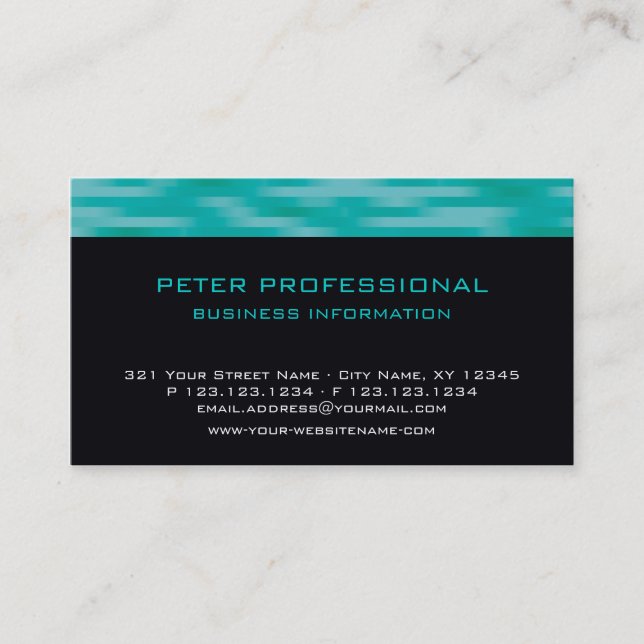 Modern Professional Business Card black teal (Front)