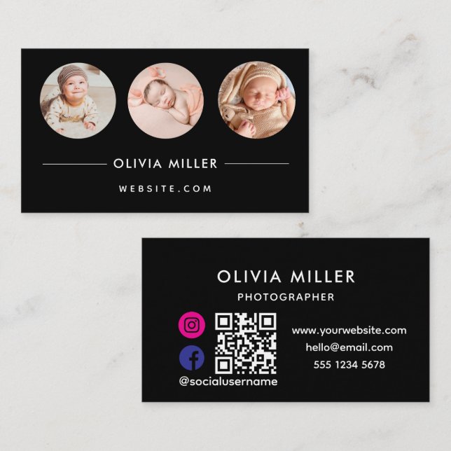 Modern Professional Business Card with QR Code (Front/Back)