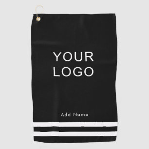 Modern Professional Business Logo Black Stripe Golf Towel