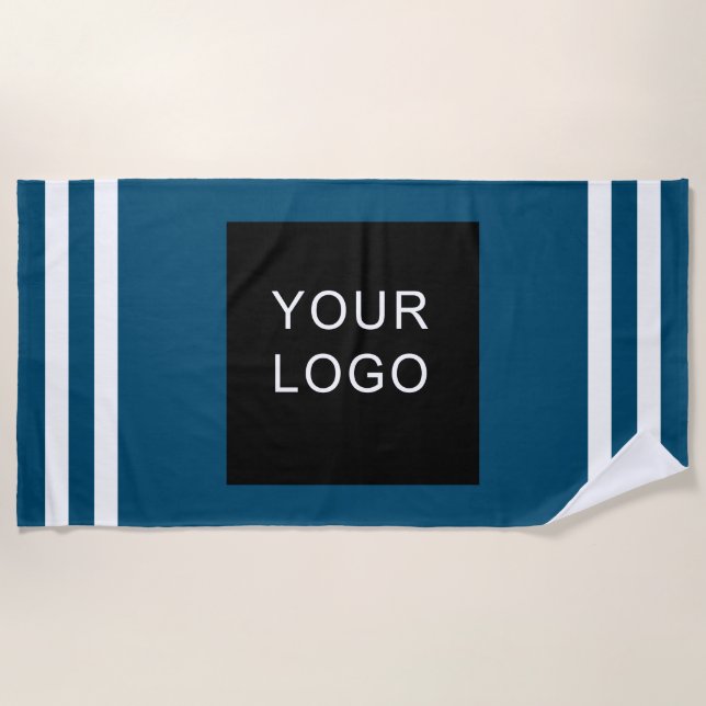 Modern Professional Business Logo Blue Stripe   Beach Towel (Front)
