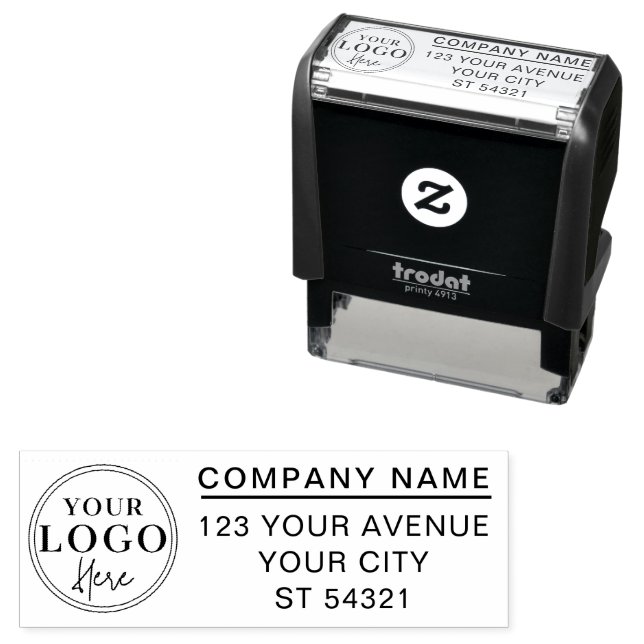 Modern Professional Business Logo Return Address Self-inking Stamp (In Situ)