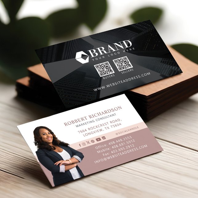 Modern Professional Business Photo Logo & QR Codes Business Card (Modern Professional Business Photo Logo & QR Codes Business Card)