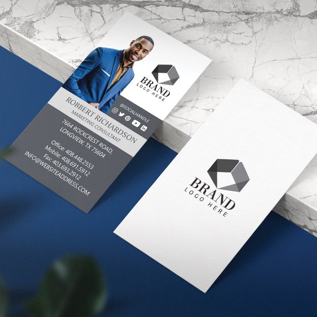 Modern Professional Business Photo Portrait & Logo Business Card (Creator Uploaded)