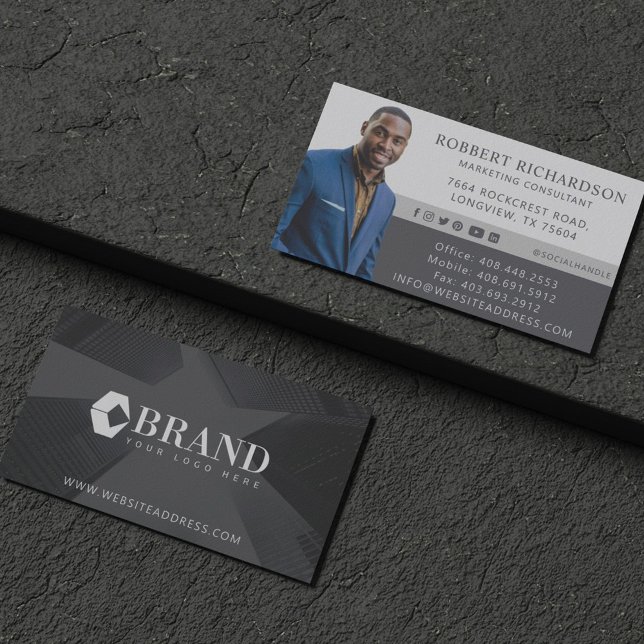 Modern Professional Business Photo Portrait & Logo Business Card (Creator Uploaded)