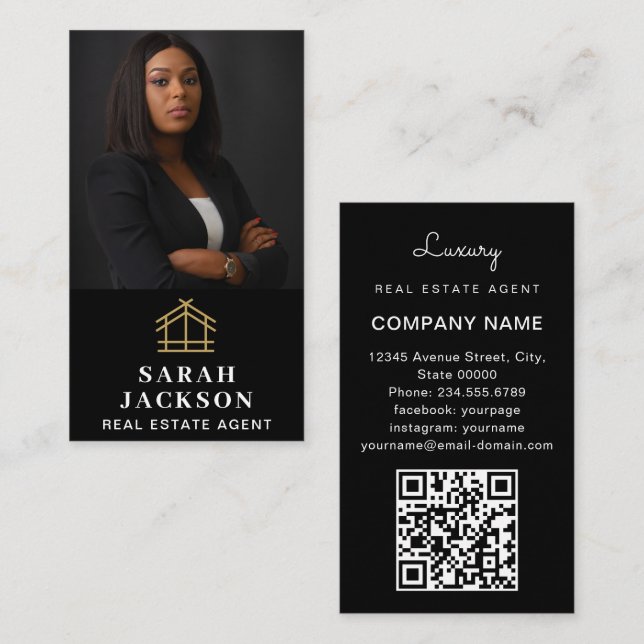 Modern Professional Business Photo Portrait & Logo Card (Front/Back)