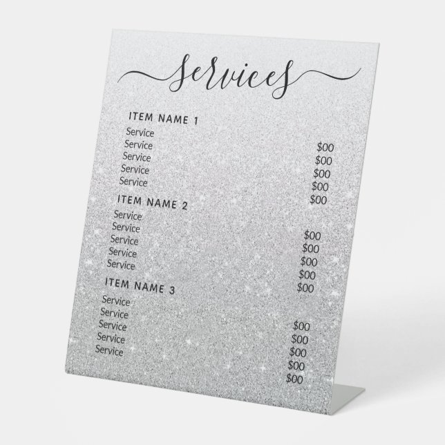 Modern Professional Business Price List  Pedestal Sign (Front)