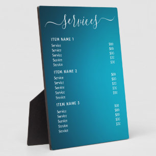 Modern Professional Business Price List  Plaque