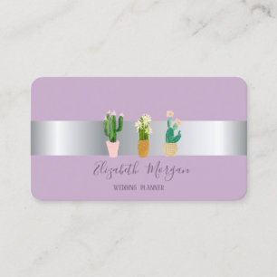 Modern Professional Cactus Succulent Violet Business Card