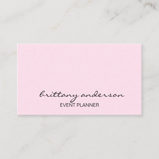 Modern Professional Calligraphy Blush Pink Business Card (Front)