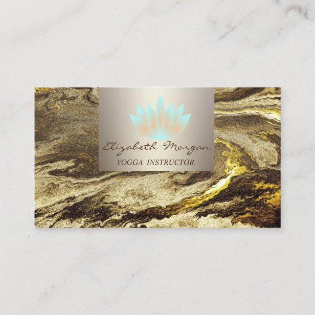 Modern Professional Charming,Lotus,Marble Business Card (Front)