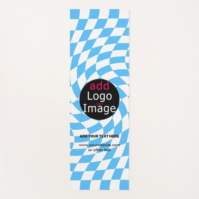 Modern Professional Chic Chequered Pale Blue Custo Yoga Mat (Front)