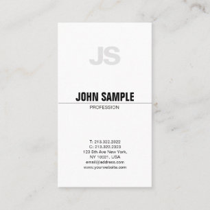 Modern Professional Chic Monogram Simple Plain Business Card