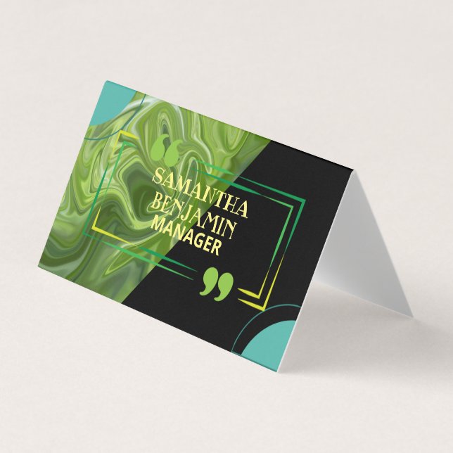 Modern Professional Classic Green Black Stylish Business Card (Front)