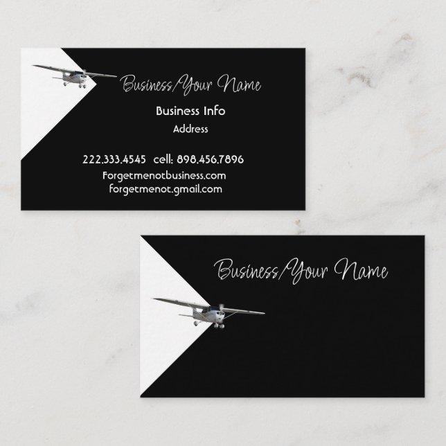 Modern Professional Classic Private Plane Flying Business Card (Front/Back)