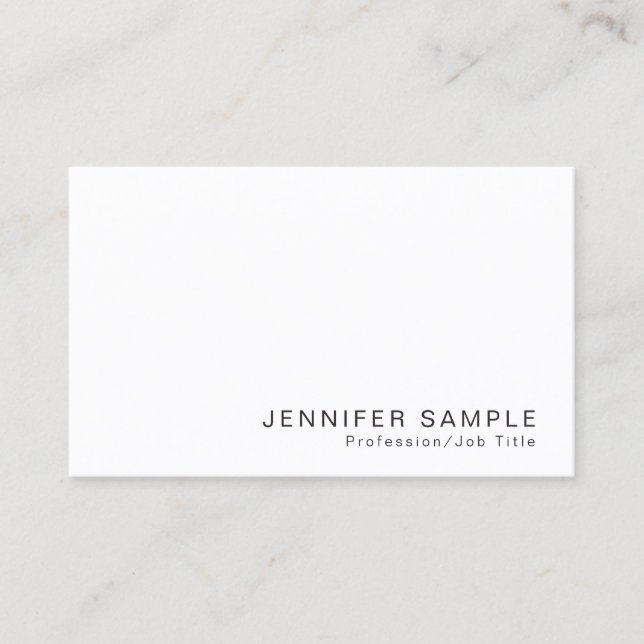 Modern Professional Classy Simple Design White Business Card (Front)