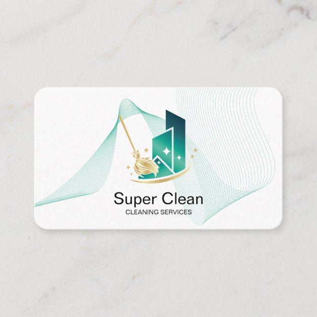Modern Professional Cleaning House Services Busine Business Card (Front)