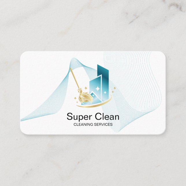Modern Professional Cleaning House Services Business Card (Front)