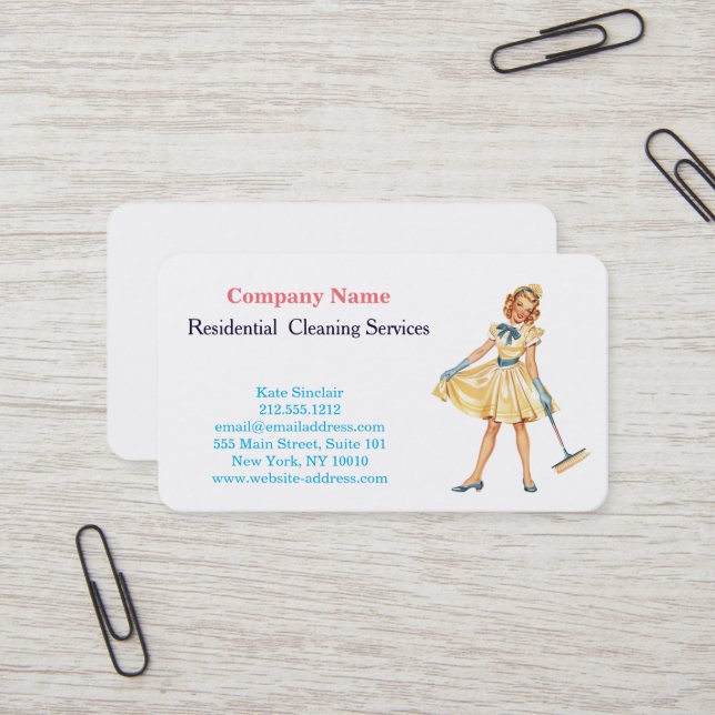 Modern Professional Cleaning Service Business Card (Front/Back In Situ)