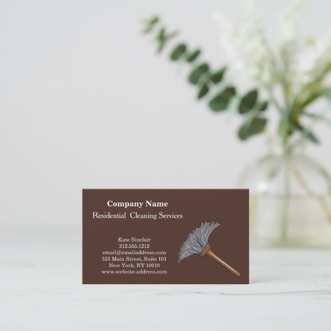 Modern Professional Cleaning Service Business Card (Standing Front)