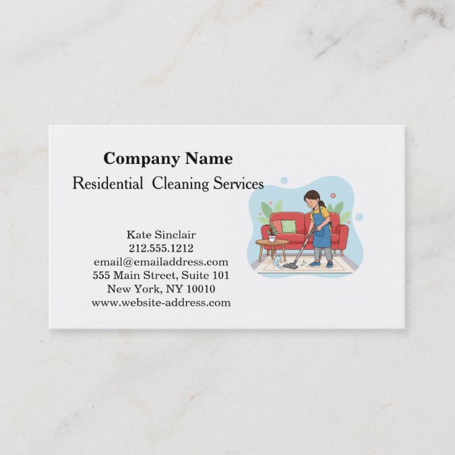 Modern Professional Cleaning Service Business Card (Front)