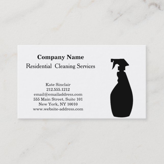 Modern Professional Cleaning Service Spray Bottle Business Card (Front)