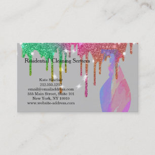Modern Professional Cleaning Service Spray Bottle Business Card