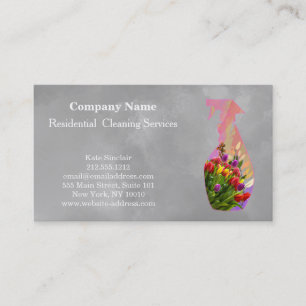 Modern Professional Cleaning Service Spray Bottle Business Card
