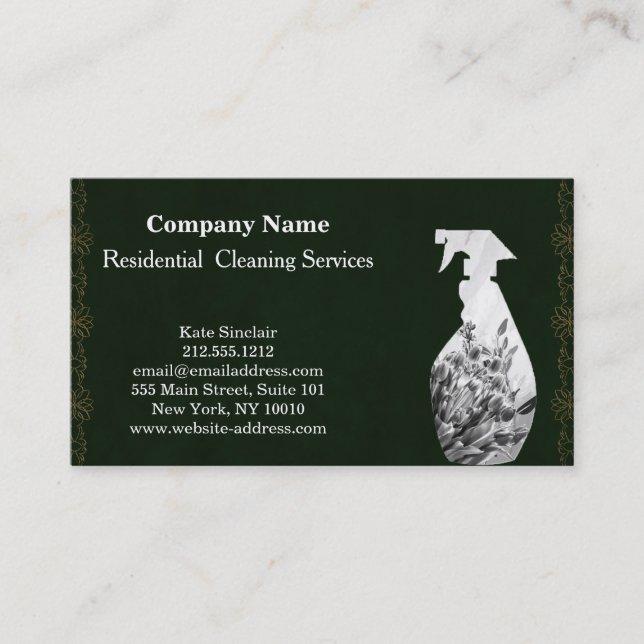 Modern Professional Cleaning Service Spray Bottle  Business Card (Front)
