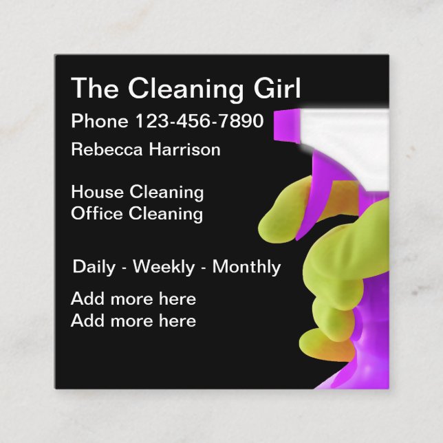 Modern Professional Cleaning Service Square Business Card (Front)