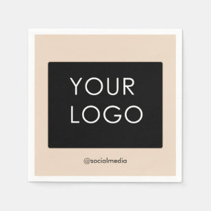 Modern Professional Company Business Logo Beige  Napkin