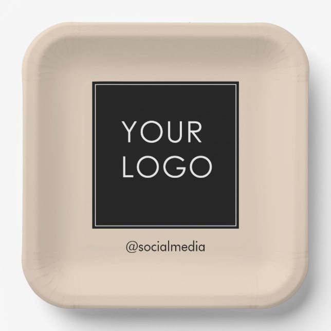 Modern Professional Company Business Logo Beige Paper Plate (Front)