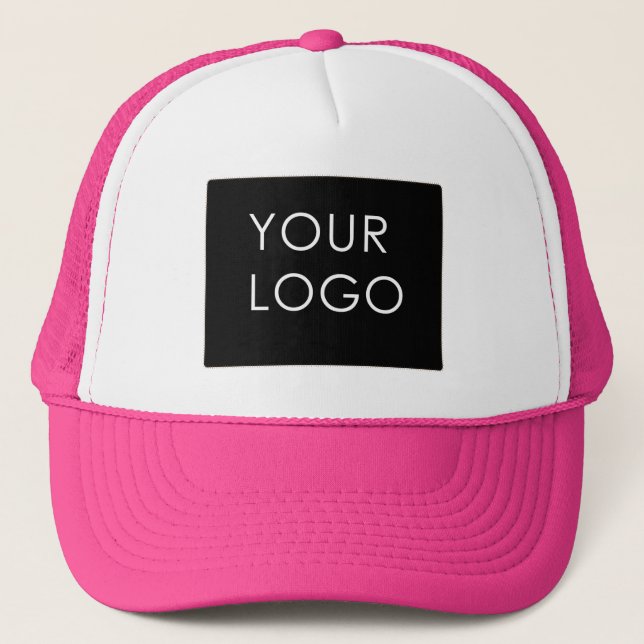 Modern Professional Company Business Logo Pink Trucker Hat (Front)