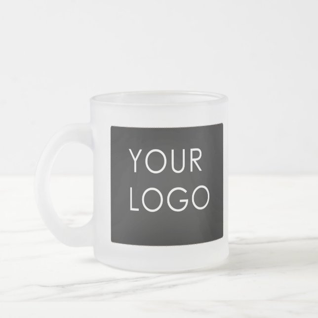 Modern Professional Company Business Logo Promo   Frosted Glass Coffee Mug (Left)