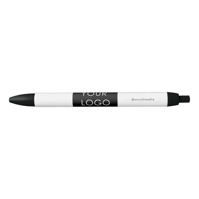 Modern Professional Company Business Logo White  Black Ink Pen (Front)