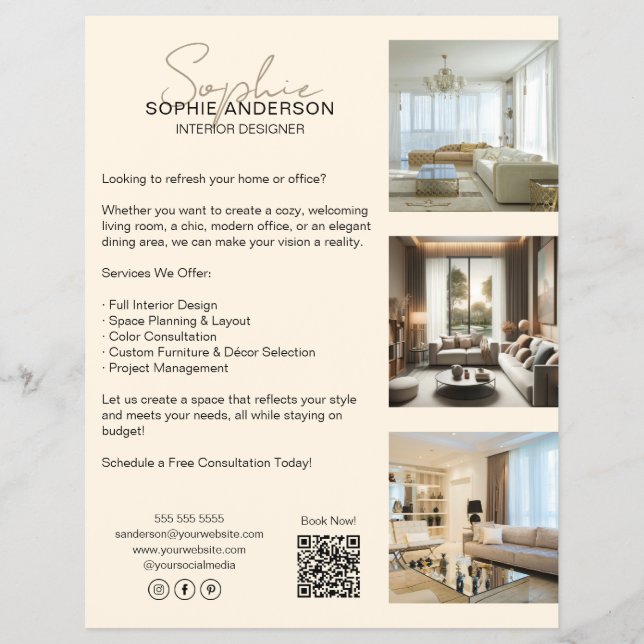 Modern Professional Cream Business Flyer (Front)