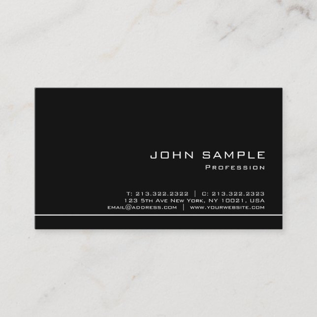 Modern Professional Creative Elegant Black White Business Card (Front)