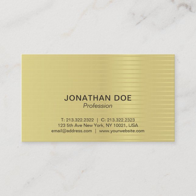 Modern Professional Creative Gold Striped Luxe Business Card (Front)