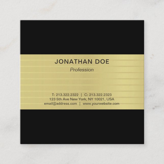 Modern Professional Creative Gold Striped Luxury Square Business Card (Front)