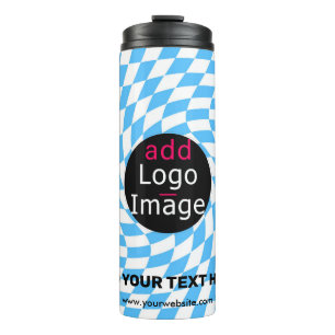 Modern Professional Custom Brand Chequered Pale Bl Thermal Tumbler