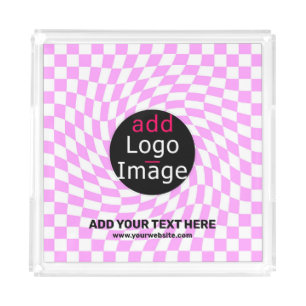 Modern Professional Custom Brand Chequered Pink  Acrylic Tray