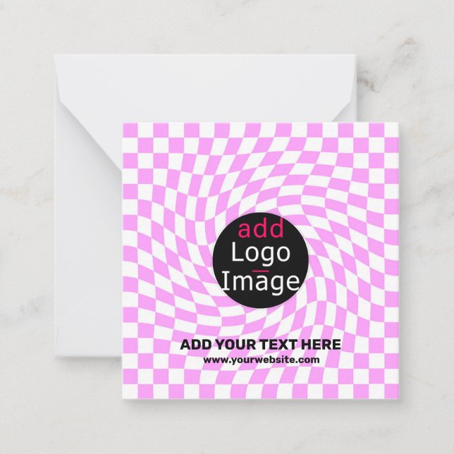 Modern Professional Custom Brand Chequered Pink  Card (Front)
